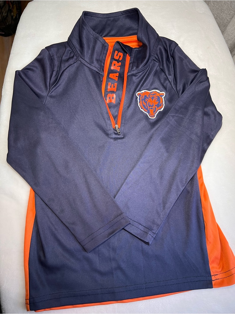 NFL Chicago Bears Navy and Orange Quarter Zip Pullover